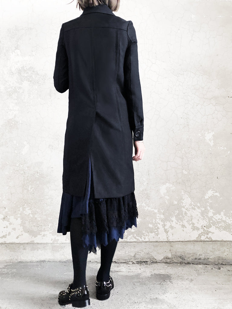 Further Sale! Simply Black Straight Line Classic Wool Coat