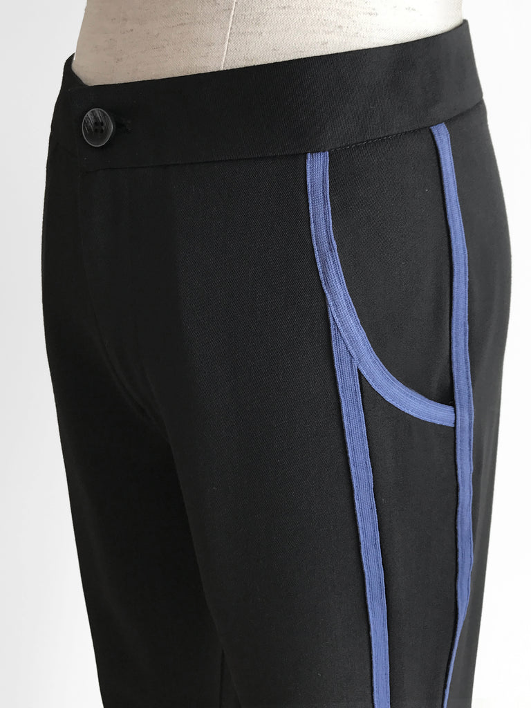 SPECIAL! Black Side Ribbed Trims Skinny Trousers