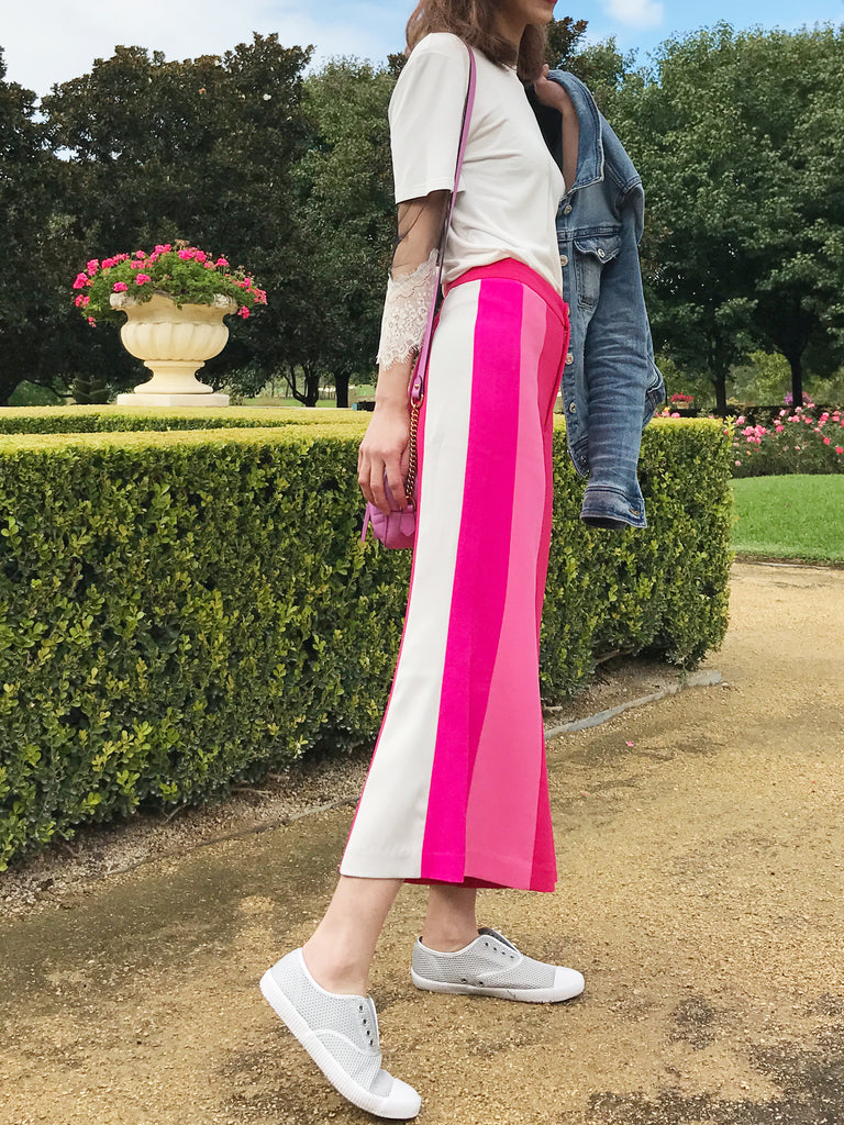 Further Sale! Fuchsia Colour Blocking Flared Culottes