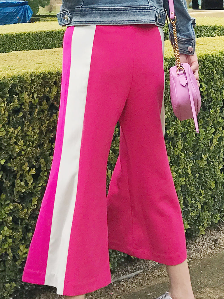 Further Sale! Fuchsia Colour Blocking Flared Culottes