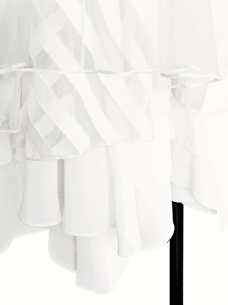 Surprise Sale! Layer Textured White Tulle Maxi Skirt