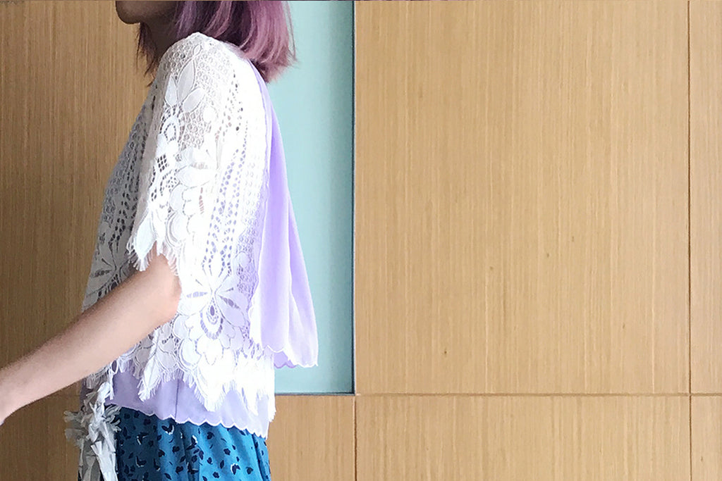 Further Sale! Lavenda Floral Lace Cape Back Blouse