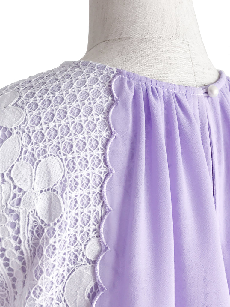 Further Sale! Lavenda Floral Lace Cape Back Blouse