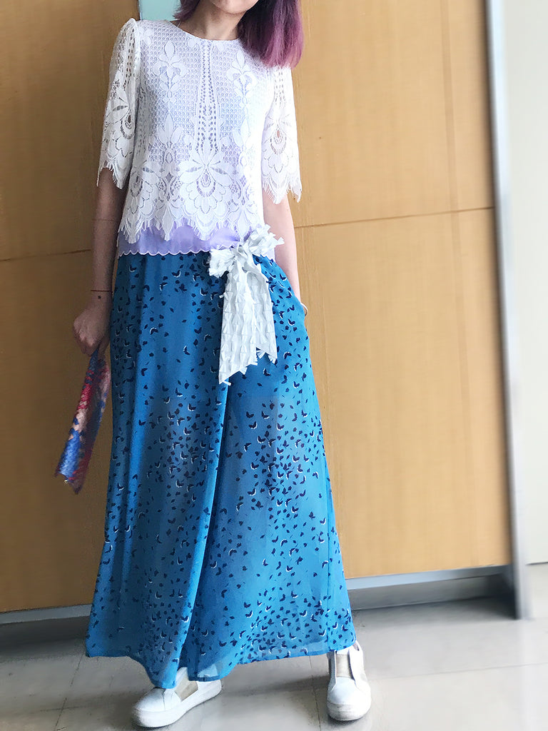 Further Sale! Lavenda Floral Lace Cape Back Blouse