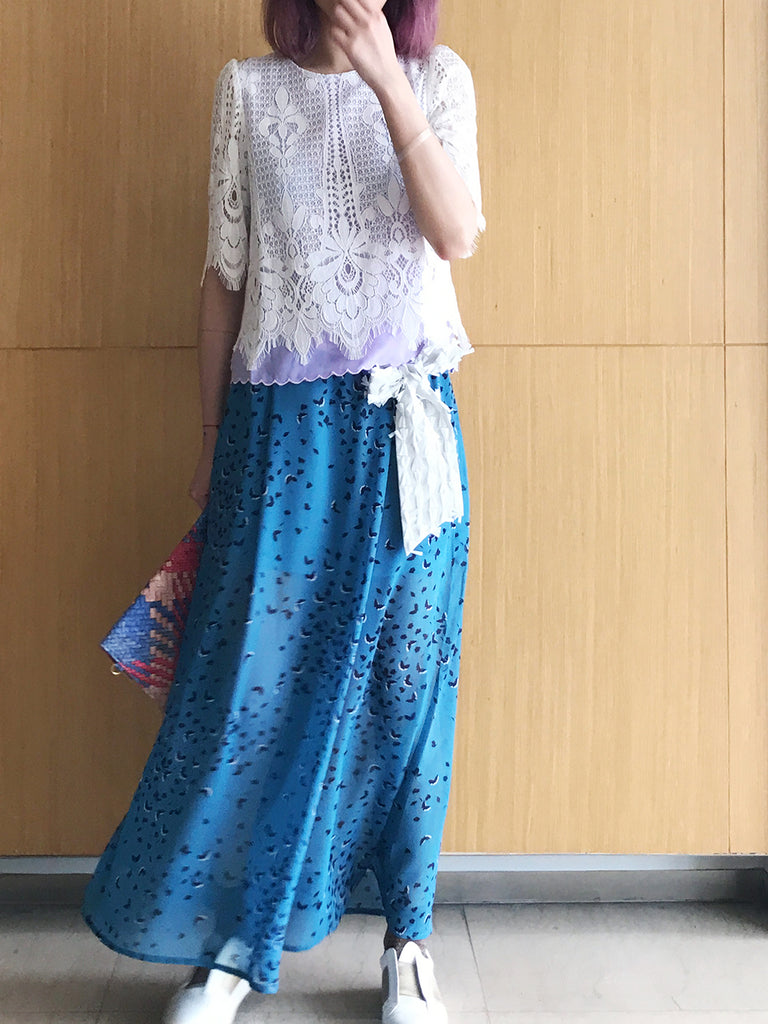 Further Sale! Lavenda Floral Lace Cape Back Blouse