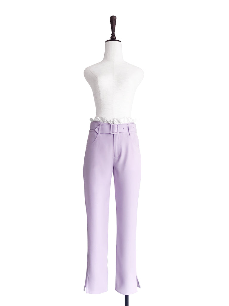 Last Chance! Lilac Ruffle Waist Straight Leg Trousers