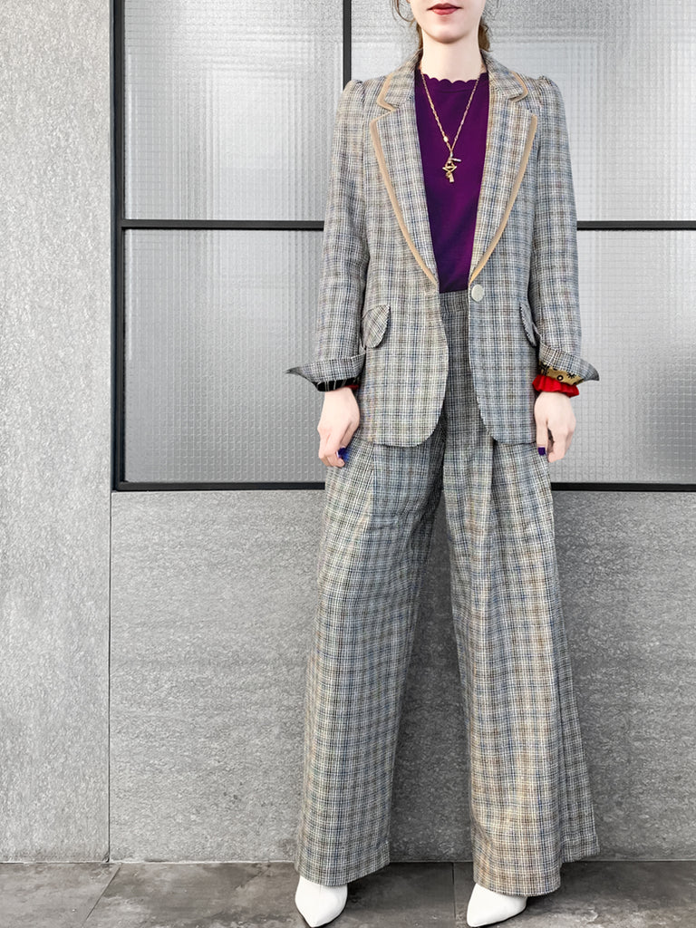 驚喜促銷!經典格紋毛絲混紡精裁夾克