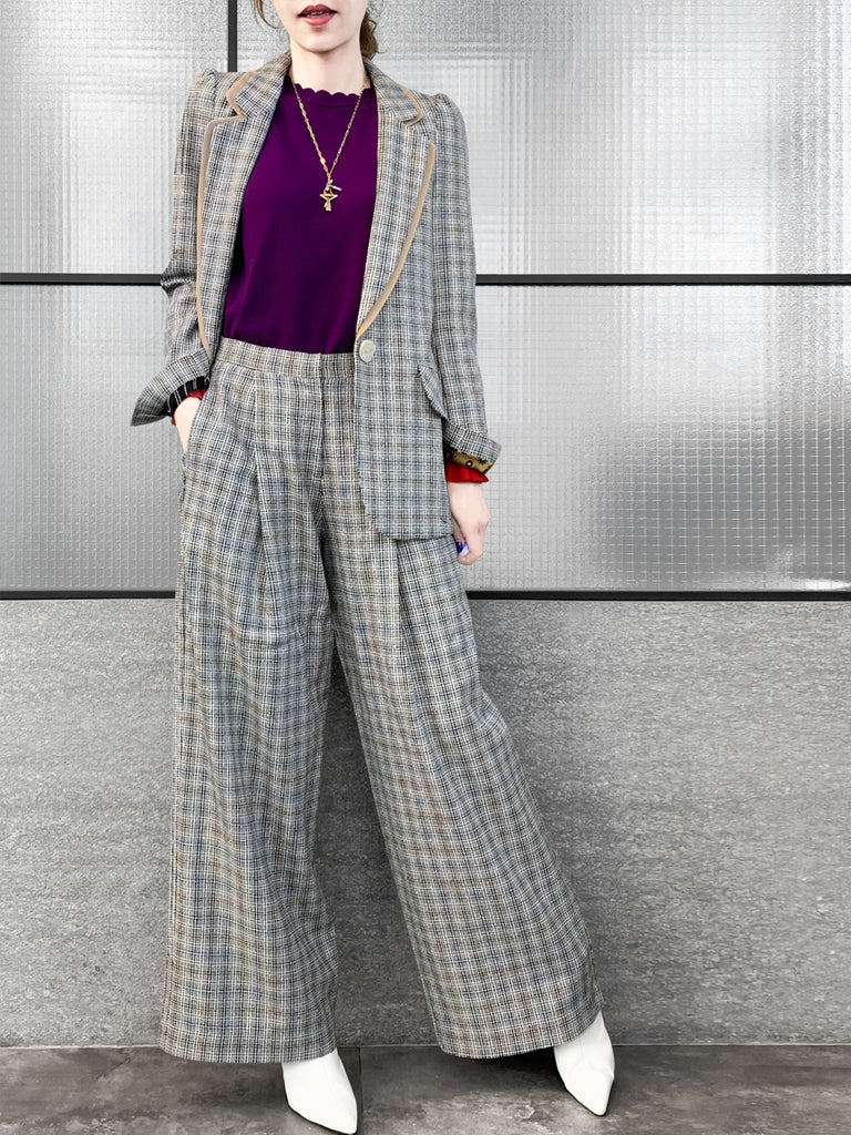 驚喜促銷!經典格紋毛絲混紡精裁夾克