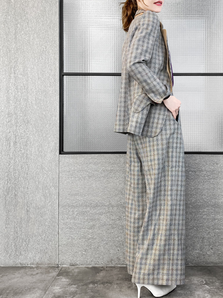 驚喜促銷!經典格紋毛絲混紡精裁夾克