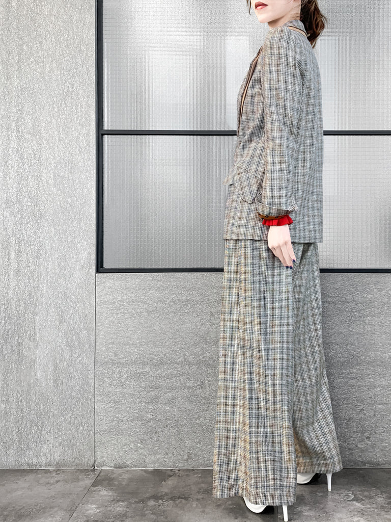 驚喜促銷!經典格紋毛絲混紡精裁夾克