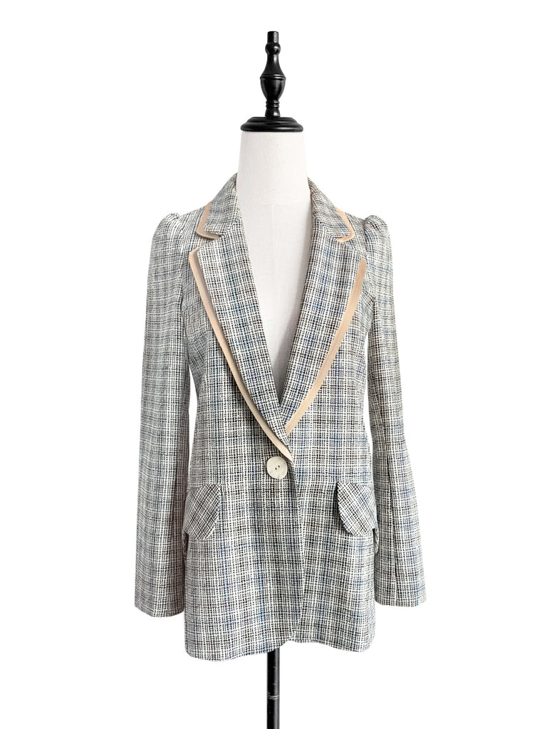 驚喜促銷!經典格紋毛絲混紡精裁夾克