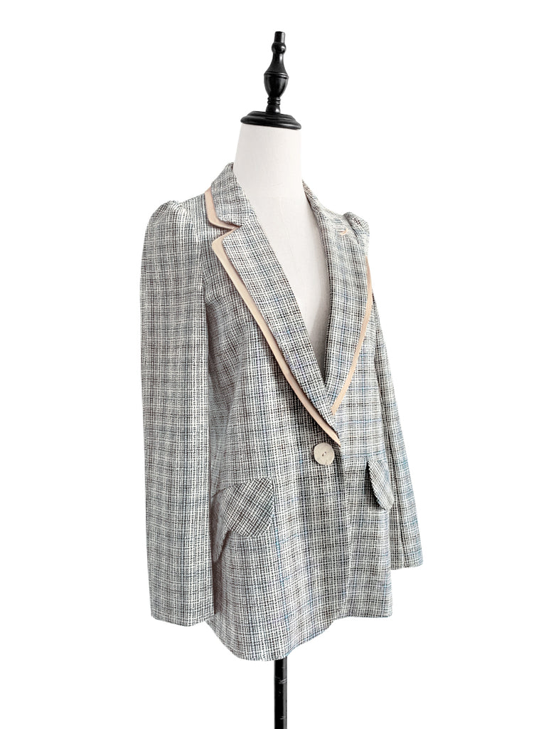 驚喜促銷!經典格紋毛絲混紡精裁夾克