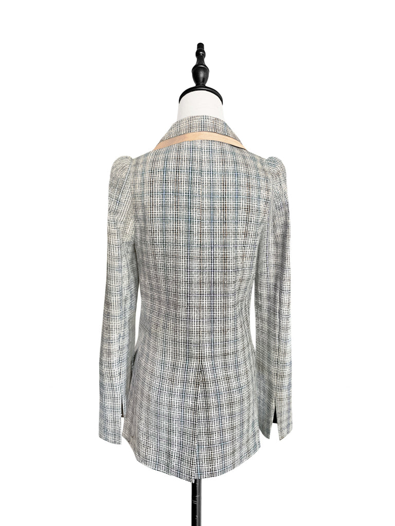 驚喜促銷!經典格紋毛絲混紡精裁夾克