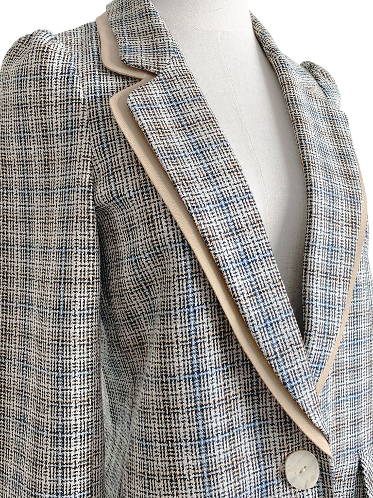 驚喜促銷!經典格紋毛絲混紡精裁夾克