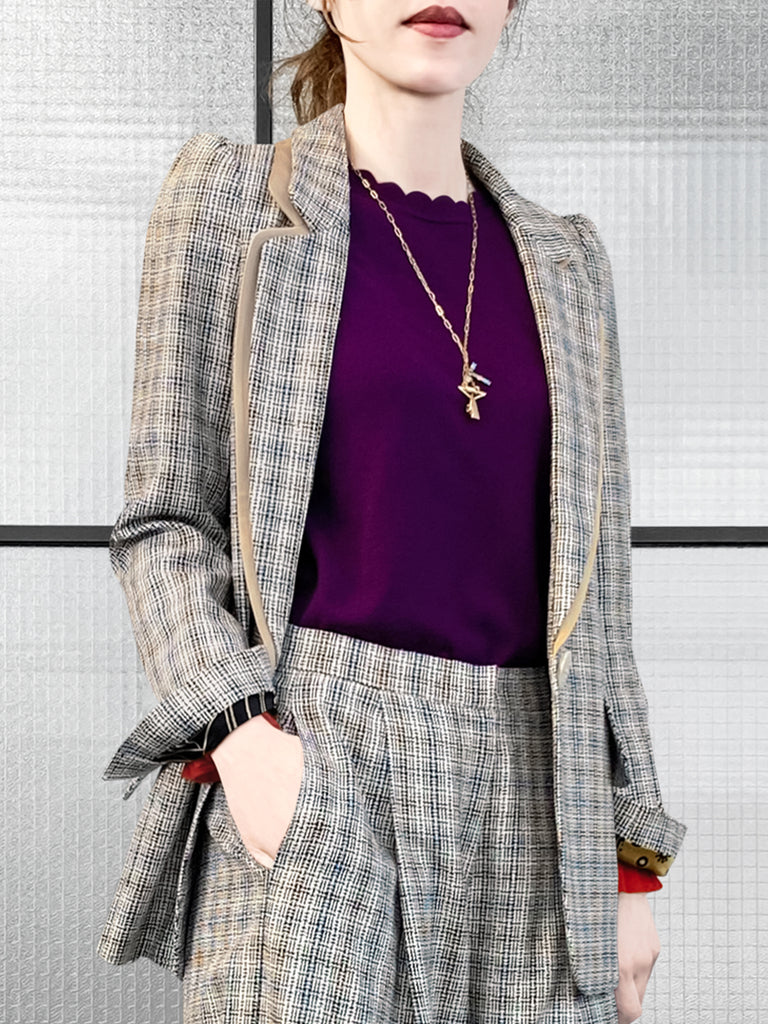 驚喜促銷!經典格紋毛絲混紡精裁夾克