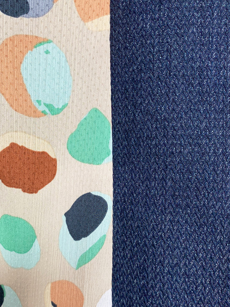 Surprise Sale! Dark Denim Contrast Furry Balloon Sleeves Trench Coat