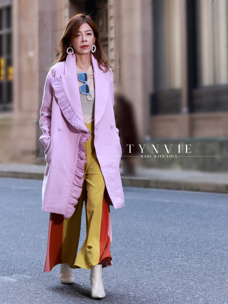 驚喜促銷!扇貝腰拼色寬褲