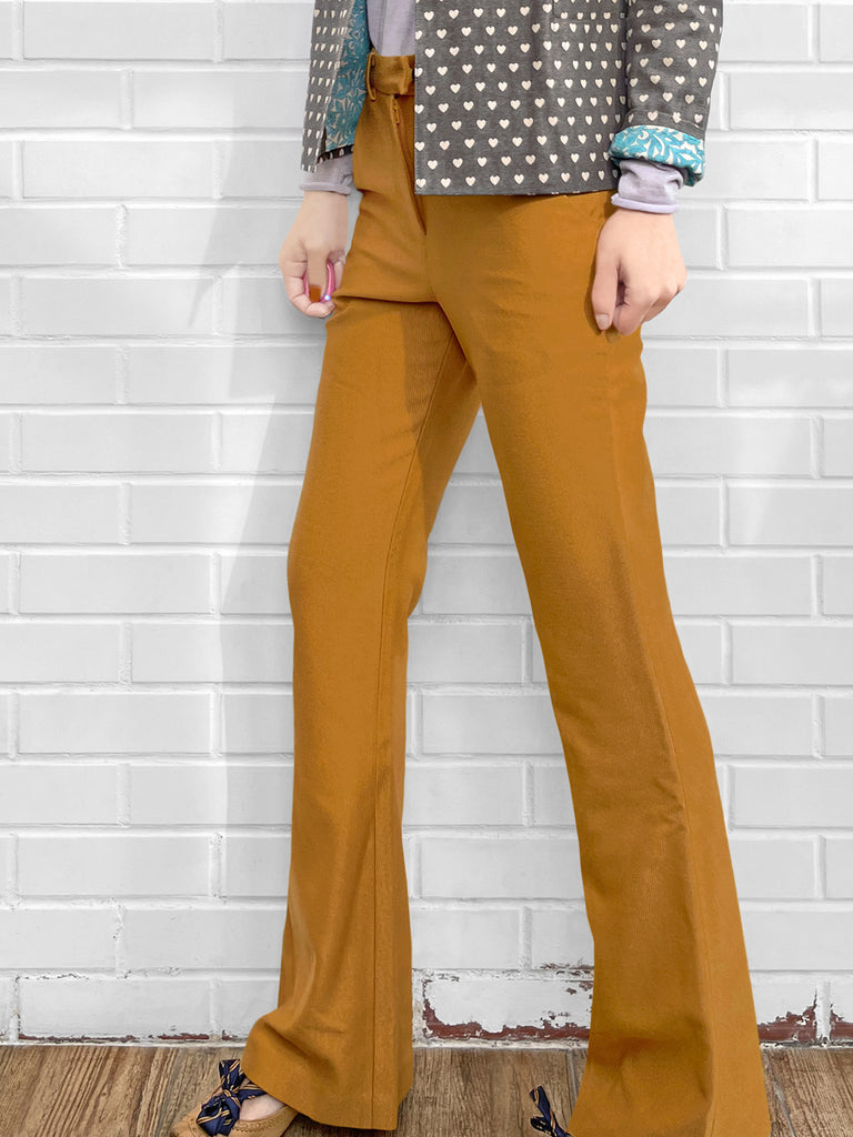 Surprise Sale! Sparkie Ochre Flare Leg Stretch Cotton Blend Pants