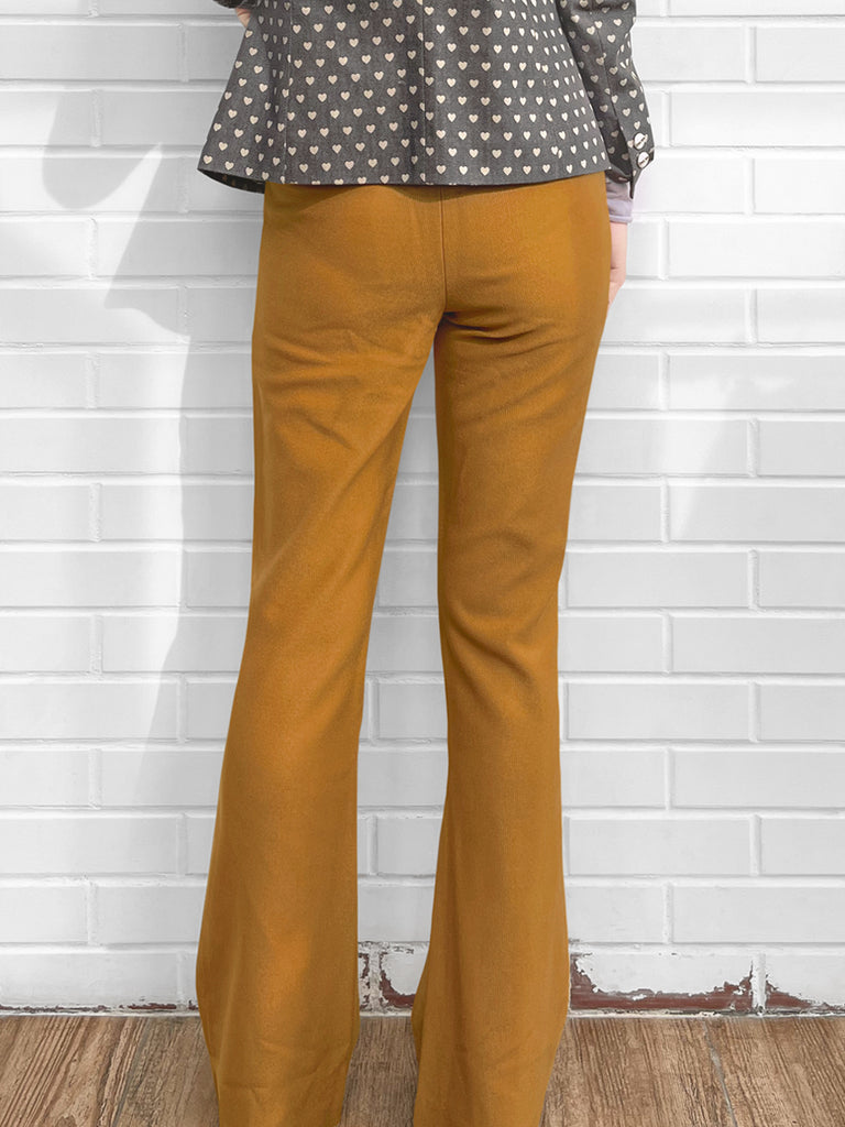 Surprise Sale! Sparkie Ochre Flare Leg Stretch Cotton Blend Pants