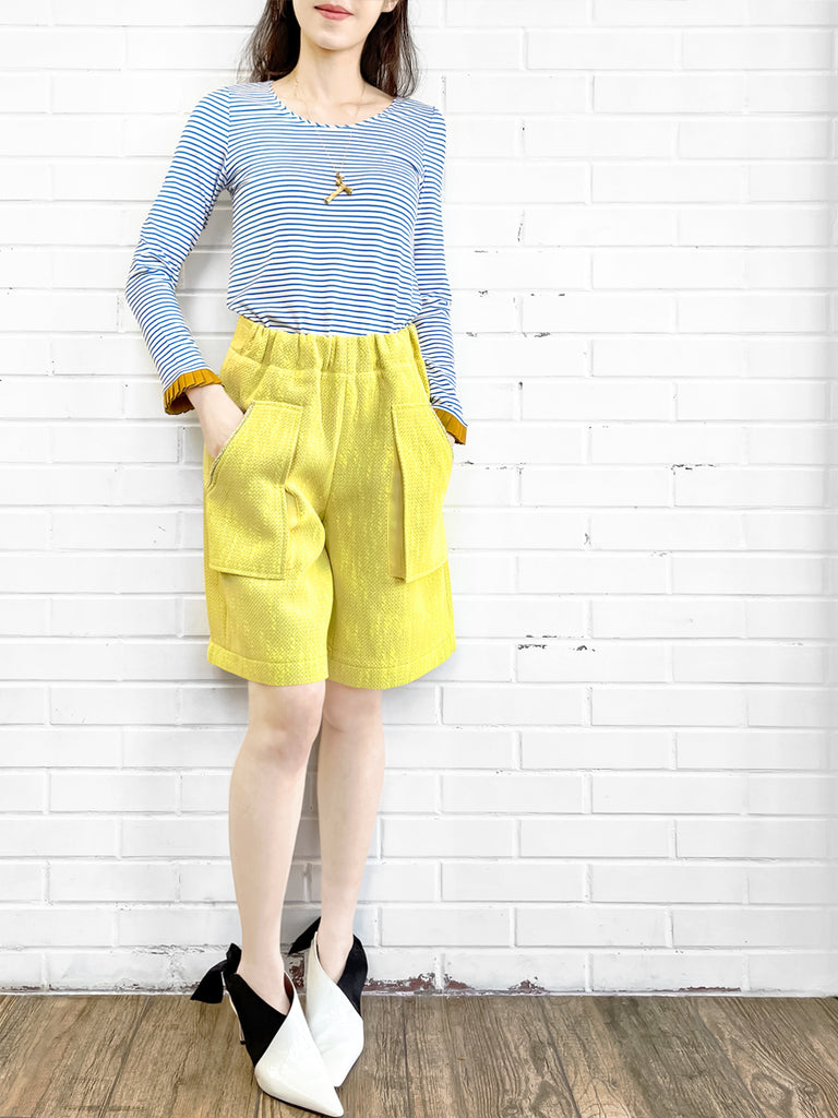 Last Chance! Classic White/ Blue Stripe Contrast Ruffle Cuff Knit Top