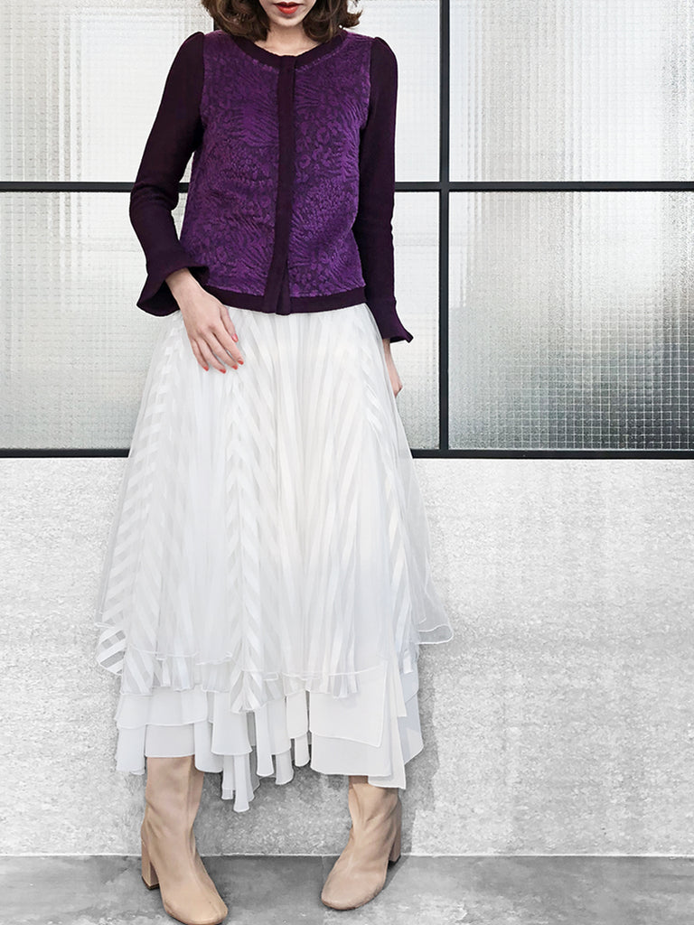 Surprise Sale! Layer Textured White Tulle Maxi Skirt