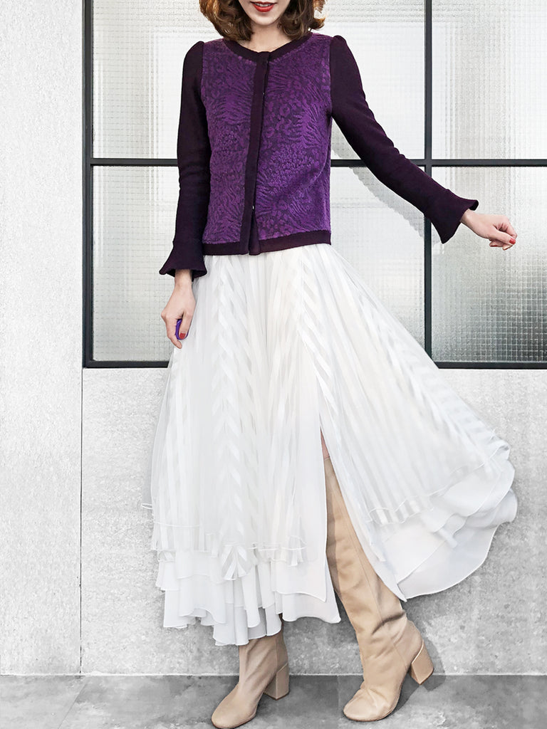 Surprise Sale! Layer Textured White Tulle Maxi Skirt