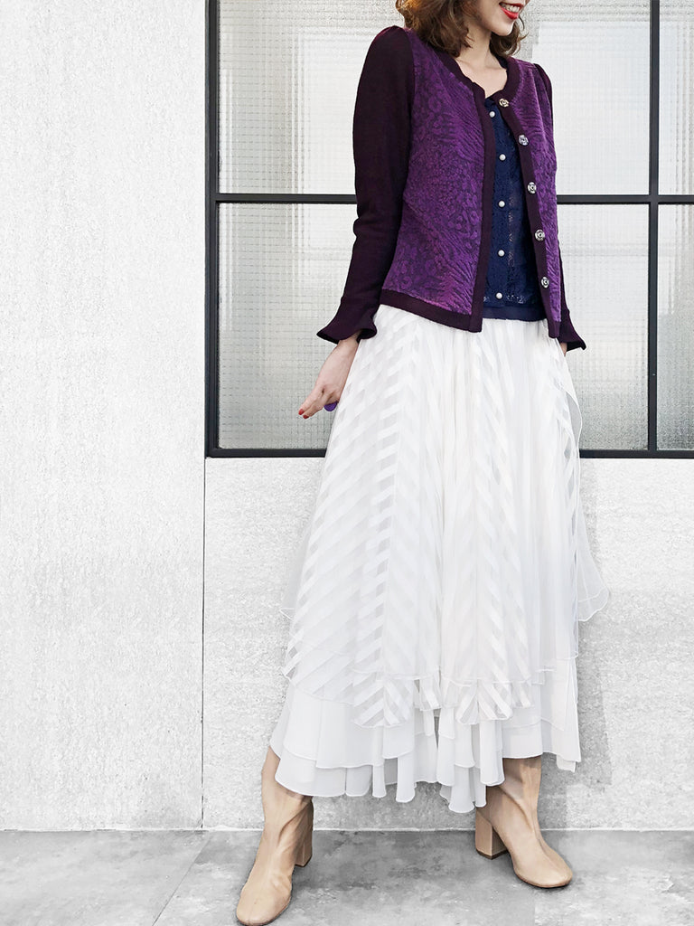 Surprise Sale! Layer Textured White Tulle Maxi Skirt