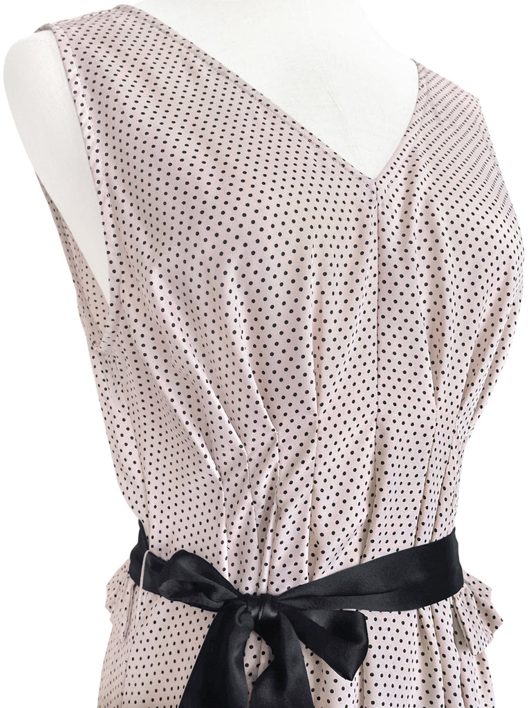 驚喜促銷!肉粉色圓點無袖配腰帶中長連身裙