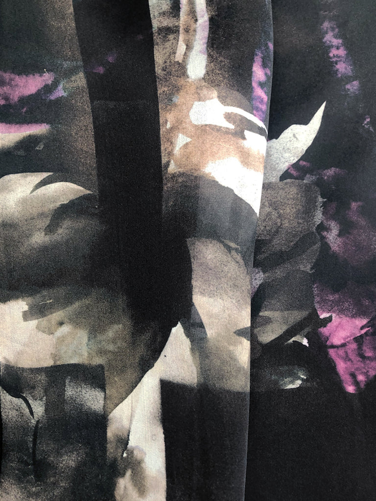 最後的機會!漂亮花卉彩繪罩層百褶真絲中長半身裙