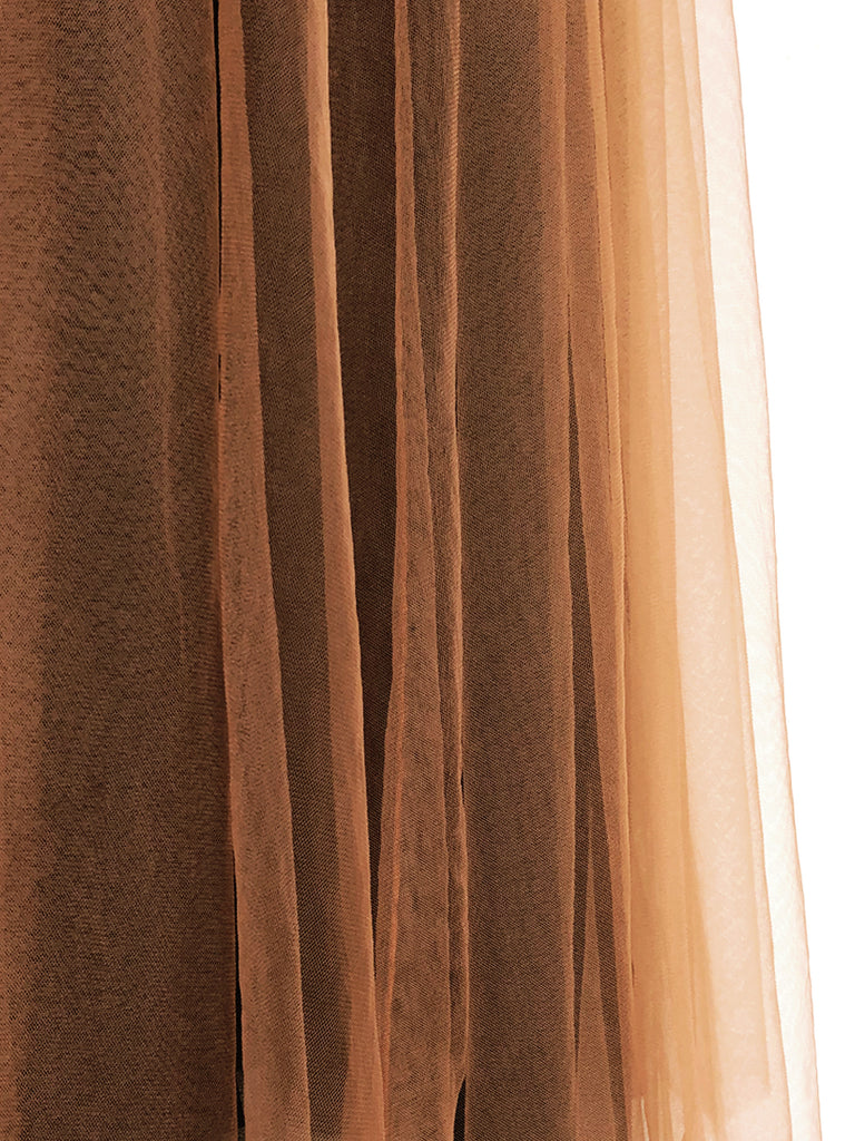 Surprise Sale! Caramel Brownish Shades Tonal Layer Tulle Chiffon Maxi Skirt