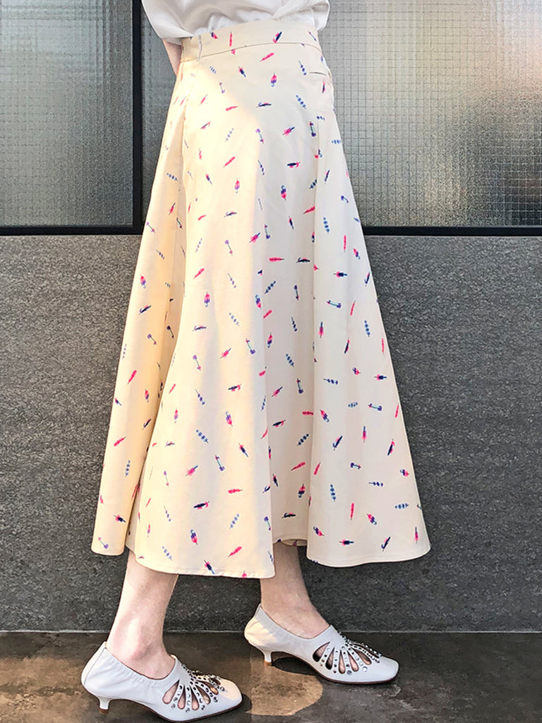 最後促銷!羽毛印花棉混紡繫帶腰圍裙