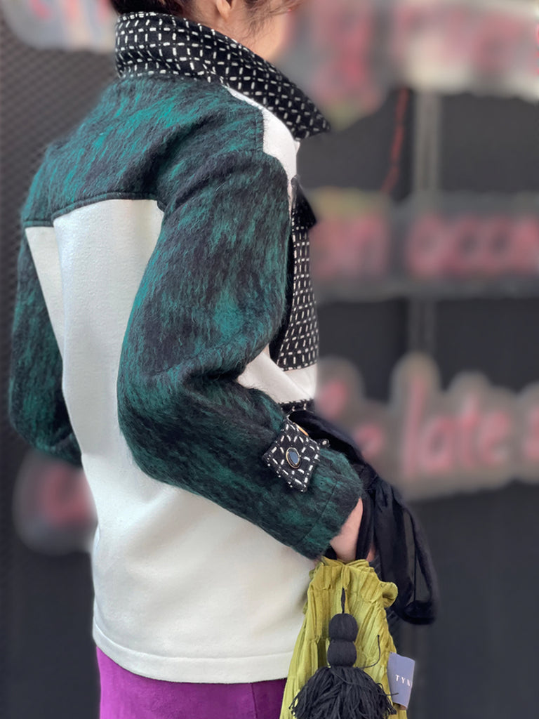 驚喜促銷!綠色羊毛混紡 Mix Media 實用襯衫夾克