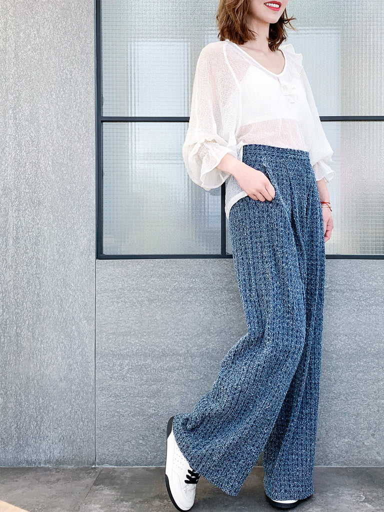 Surprise Sale! White Textural Pattern Slit Sleeve Satin Silky Ruffle Blouse