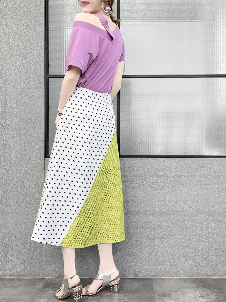 Surprise Sale! Tender Lavender Asymmetrical Shoulder 2-Way Cotton T-Shirt