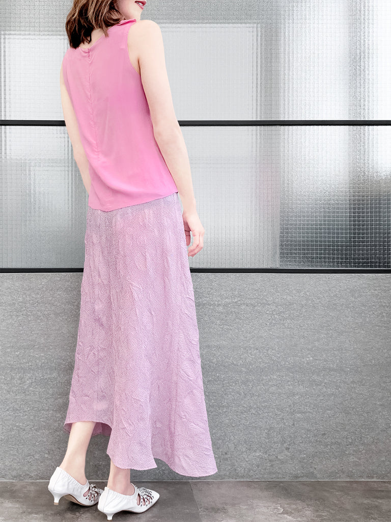 Last Chance! Mini Check Stitches Roll Top High/Low Flowy Skirt