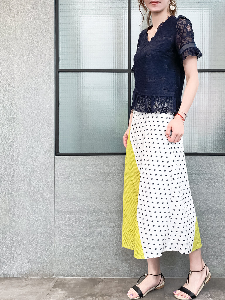 Final Sale! Navy Fanciful Floral Lace Ruffle Peplum Blouse