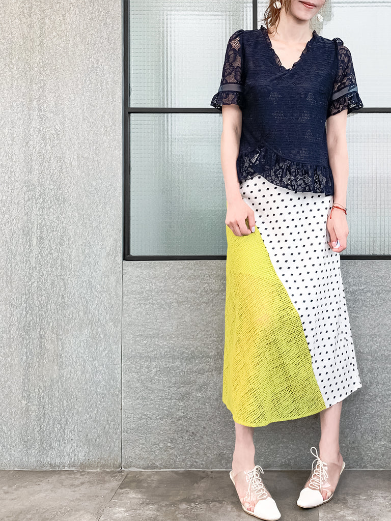 Final Sale! Navy Fanciful Floral Lace Ruffle Peplum Blouse