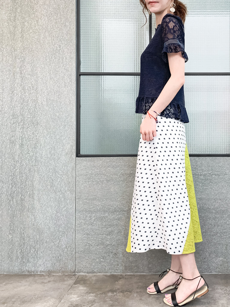 Final Sale! Navy Fanciful Floral Lace Ruffle Peplum Blouse