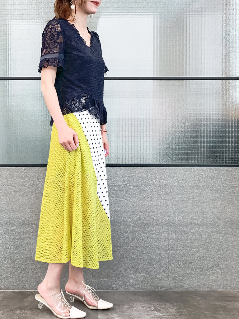 Final Sale! Navy Fanciful Floral Lace Ruffle Peplum Blouse