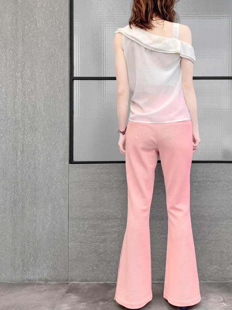 Surprise Sale! Creamy White Asymmetrical Drawstring Silky Top