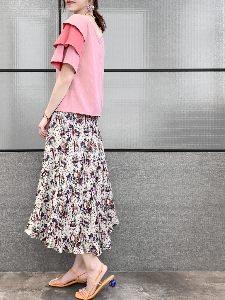 驚喜促銷!粉紅色 & 打孔疊層袖雙 V 領襯衫