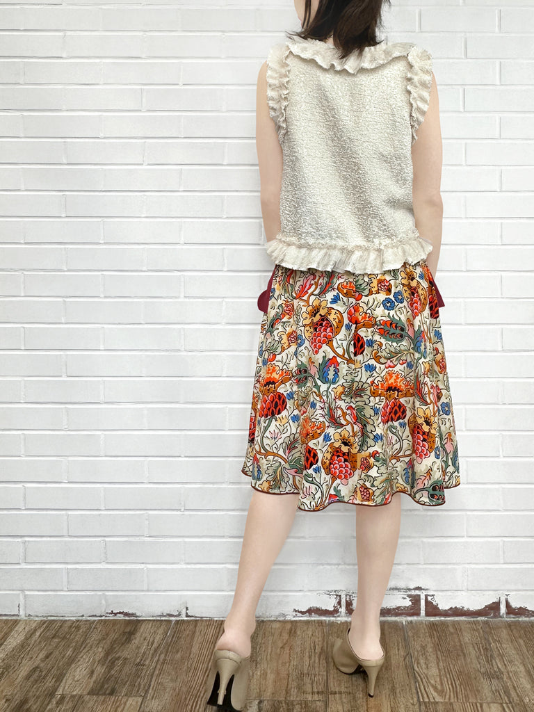 Final Sale! Gold Jacquard Layered Mesh Ruffle Sleeveless Top