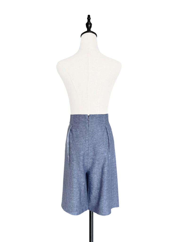 Surprise Sale! Summer Denim Elastic Waist Trimmed Pocket Bermuda Shorts