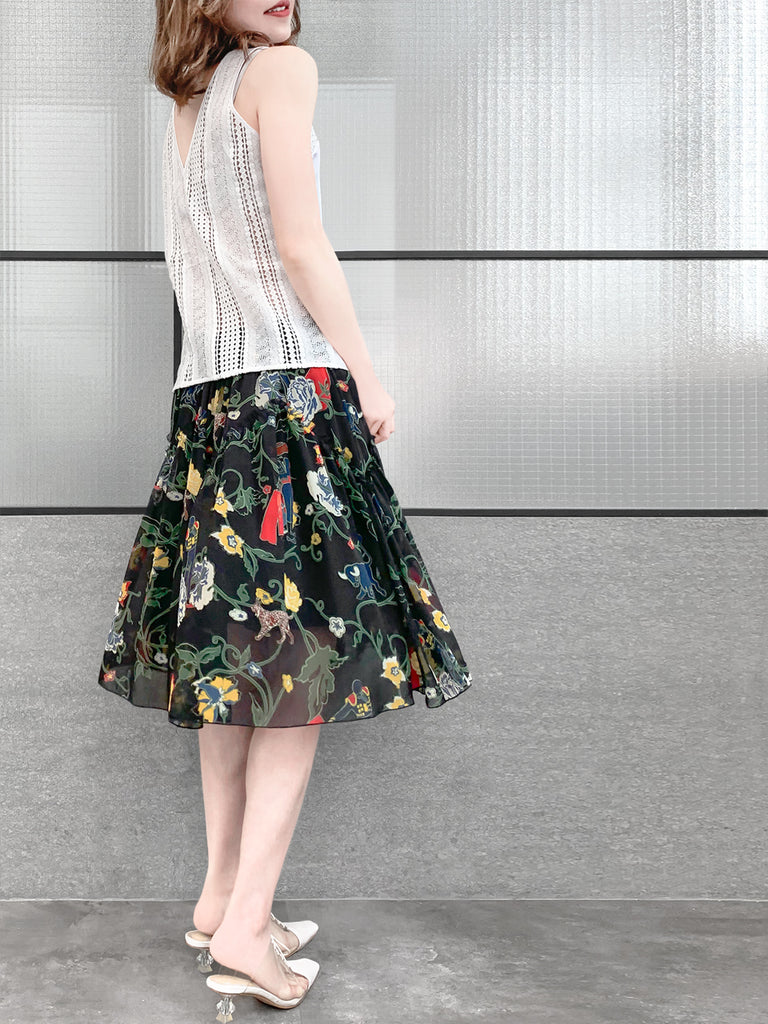 Last Chance! Pure White Embroidery Lace Back V-neck Silk Tank