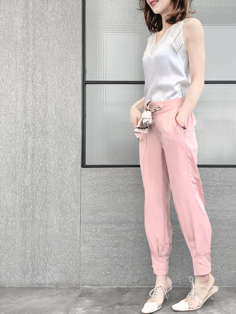 Last Chance! Pure White Embroidery Lace Back V-neck Silk Tank