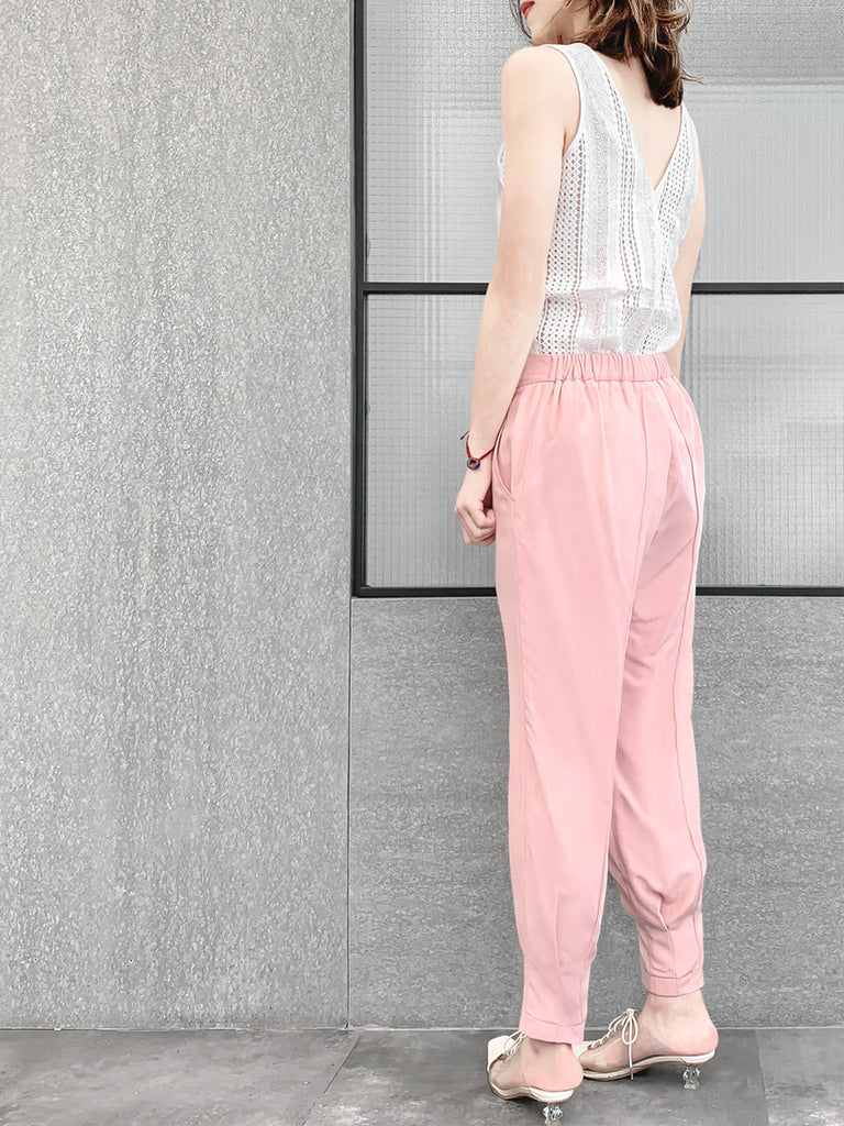 Last Chance! Pure White Embroidery Lace Back V-neck Silk Tank