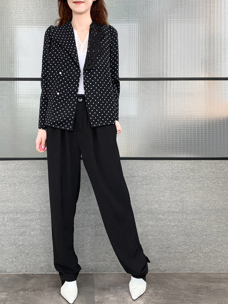 Black High Rise Loose-fit Suspender Pants