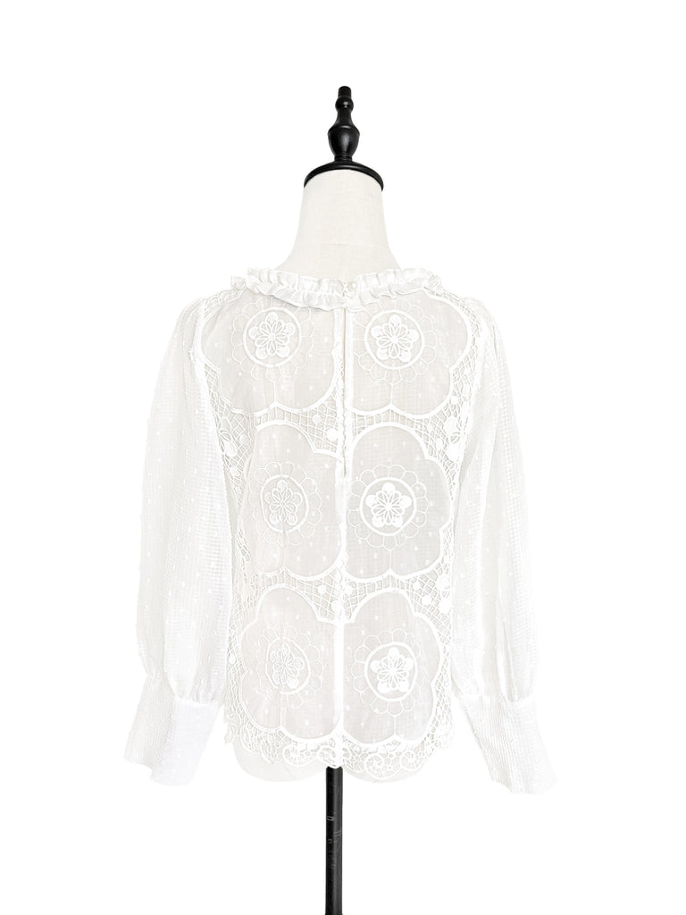 Surprise Sale! Layered Poppy Floral Lace Ruffle Collar Summer Blouse