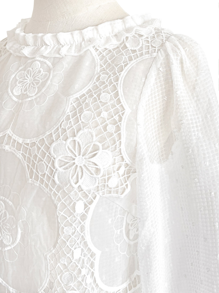 Surprise Sale! Layered Poppy Floral Lace Ruffle Collar Summer Blouse