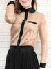 Surprise Sale! Mesh Polka Dot Contrast Detail Blouse (With Camisole Lining)